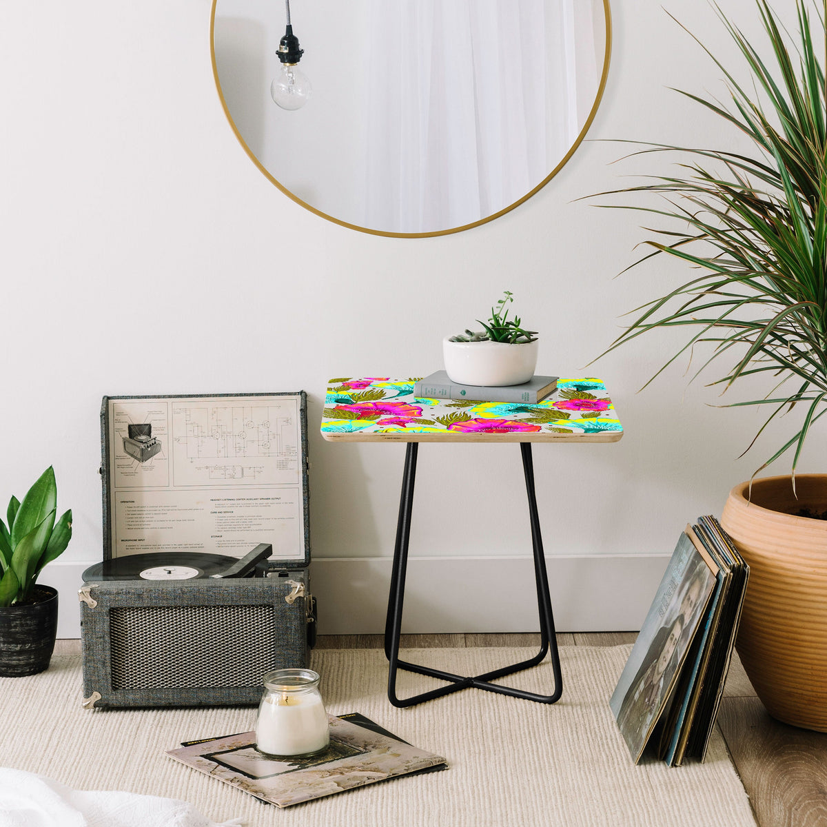 83 Oranges Ecstatic Floral Side Table