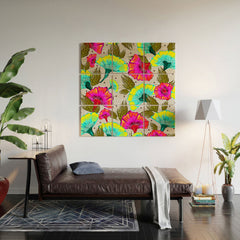 83 Oranges Ecstatic Floral Wood Wall Mural