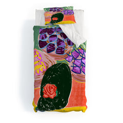 83 Oranges Fish Market Duvet Cover