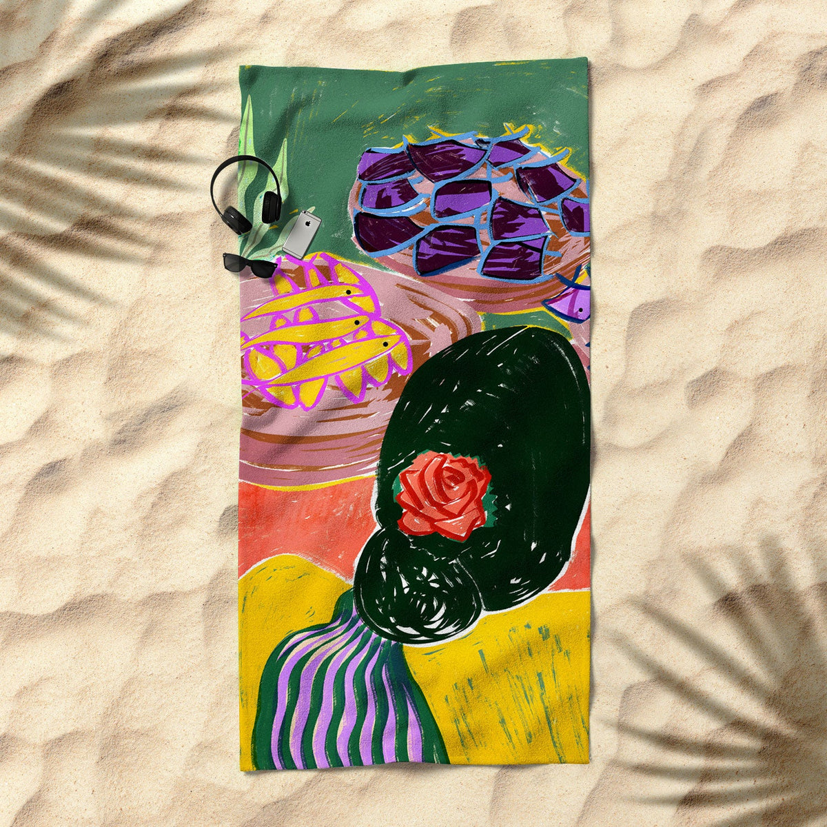 83 Oranges Fish Market Beach Towel