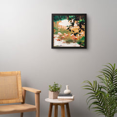 83 Oranges Flamingo Sighting Jungle Nature Framed Wall Art