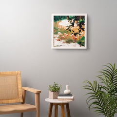 83 Oranges Flamingo Sighting Jungle Nature Framed Wall Art