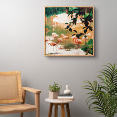 83 Oranges Flamingo Sighting Jungle Nature Framed Wall Art