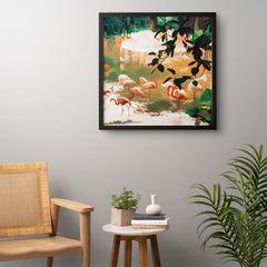 83 Oranges Flamingo Sighting Jungle Nature Framed Wall Art