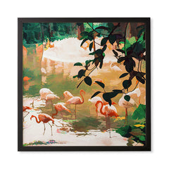 83 Oranges Flamingo Sighting Jungle Nature Framed Wall Art