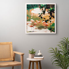 83 Oranges Flamingo Sighting Jungle Nature Framed Wall Art