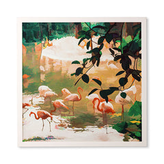83 Oranges Flamingo Sighting Jungle Nature Framed Wall Art