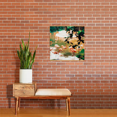 83 Oranges Flamingo Sighting Jungle Nature Art Print