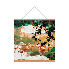 83 Oranges Flamingo Sighting Jungle Nature Art Print