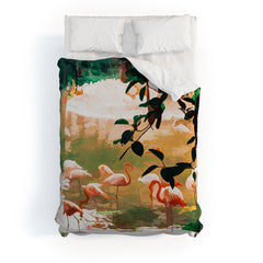 83 Oranges Flamingo Sighting Jungle Nature Duvet Cover