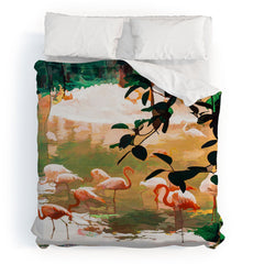 83 Oranges Flamingo Sighting Jungle Nature Duvet Cover