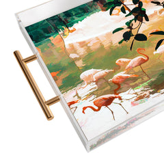 83 Oranges Flamingo Sighting Jungle Nature Acrylic Tray