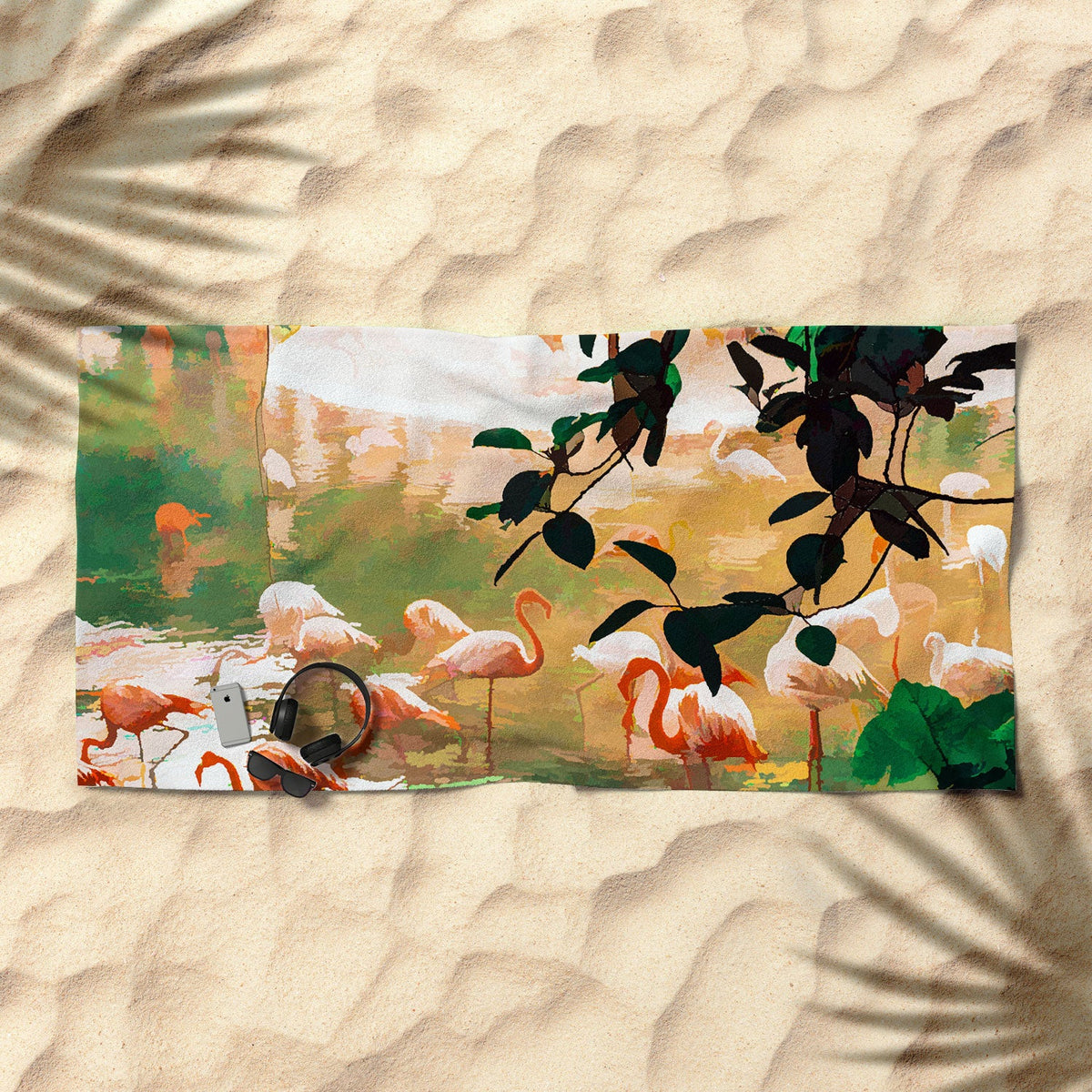 83 Oranges Flamingo Sighting Jungle Nature Beach Towel