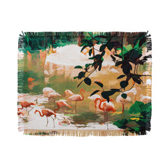 83 Oranges Flamingo Sighting Jungle Nature Throw Blanket