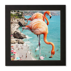 83 Oranges Flamingos on the Beach Wildlife Framed Wall Art