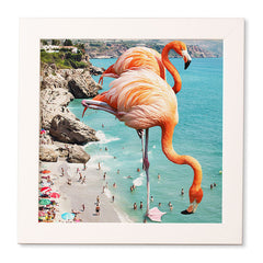 83 Oranges Flamingos on the Beach Wildlife Framed Wall Art