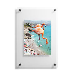 83 Oranges Flamingos on the Beach Wildlife Floating Acrylic Print