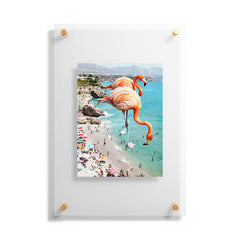 83 Oranges Flamingos on the Beach Wildlife Floating Acrylic Print
