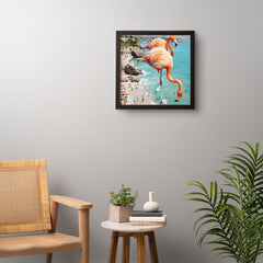 83 Oranges Flamingos on the Beach Wildlife Framed Wall Art