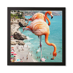 83 Oranges Flamingos on the Beach Wildlife Framed Wall Art