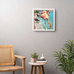 83 Oranges Flamingos on the Beach Wildlife Framed Wall Art