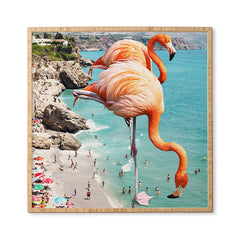 83 Oranges Flamingos on the Beach Wildlife Framed Wall Art