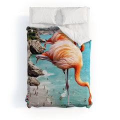 83 Oranges Flamingos on the Beach Wildlife Comforter