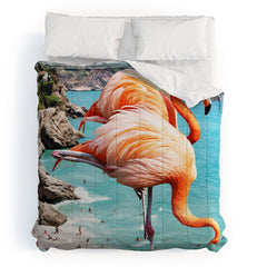 83 Oranges Flamingos on the Beach Wildlife Comforter