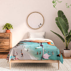 83 Oranges Flamingos on the Beach Wildlife Comforter