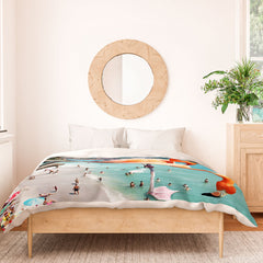 83 Oranges Flamingos on the Beach Wildlife Duvet Cover
