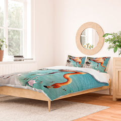 83 Oranges Flamingos on the Beach Wildlife Duvet Cover