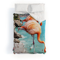 83 Oranges Flamingos on the Beach Wildlife Duvet Cover