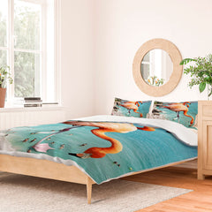 83 Oranges Flamingos on the Beach Wildlife Duvet Cover