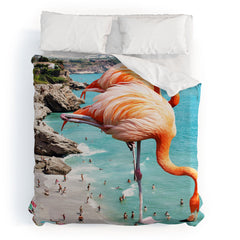 83 Oranges Flamingos on the Beach Wildlife Duvet Cover