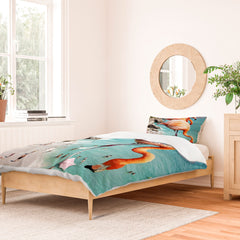 83 Oranges Flamingos on the Beach Wildlife Duvet Cover