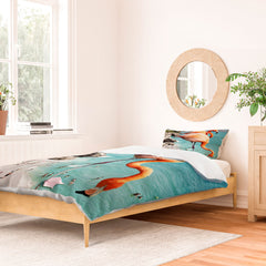 83 Oranges Flamingos on the Beach Wildlife Duvet Cover