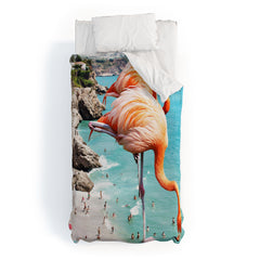 83 Oranges Flamingos on the Beach Wildlife Duvet Cover