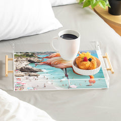 83 Oranges Flamingos on the Beach Wildlife Acrylic Tray