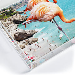 83 Oranges Flamingos on the Beach Wildlife Acrylic Tray