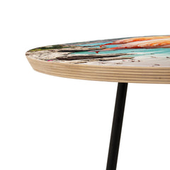 83 Oranges Flamingos on the Beach Wildlife Round Side Table