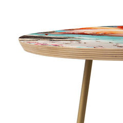 83 Oranges Flamingos on the Beach Wildlife Round Side Table