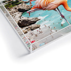 83 Oranges Flamingos on the Beach Wildlife Acrylic Tray