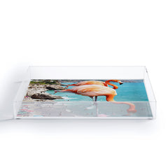 83 Oranges Flamingos on the Beach Wildlife Acrylic Tray