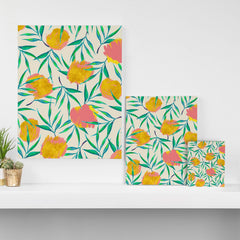83 Oranges Floral Blush Gold Art Canvas