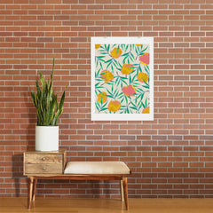 83 Oranges Floral Blush Gold Art Print