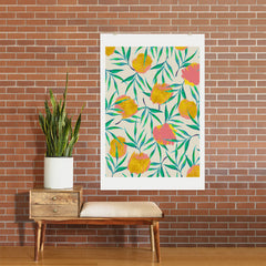 83 Oranges Floral Blush Gold Art Print