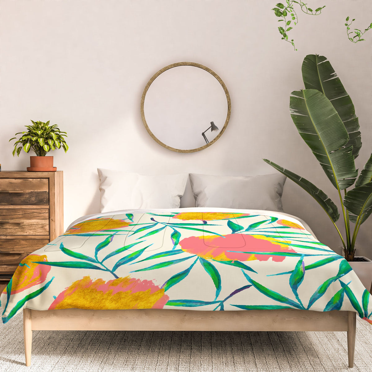 83 Oranges Floral Blush Gold Comforter