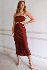 Andorra Satin Midi - Rust Brown