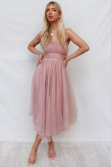 Maria Tulle Midi Dress - Blush Pink