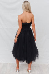 Maria Tulle Midi Dress - Black
